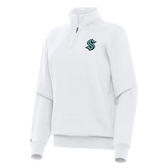 Seattle Kraken Antigua Women's Victory Quarter-Zip Sweatshirt White