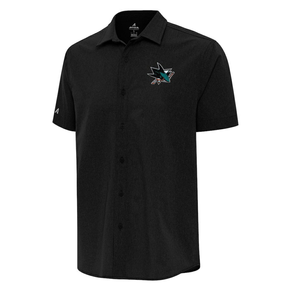 San Jose Sharks - Antigua Activate Woven Short Sleeve Button-Up Shirt Black