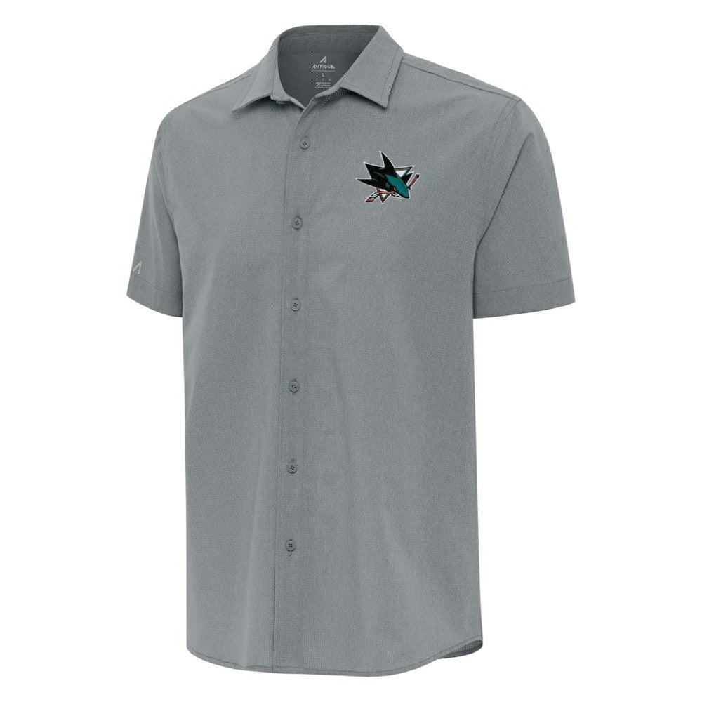 San Jose Sharks - Antigua Activate Woven Short Sleeve Button-Up Shirt Gray