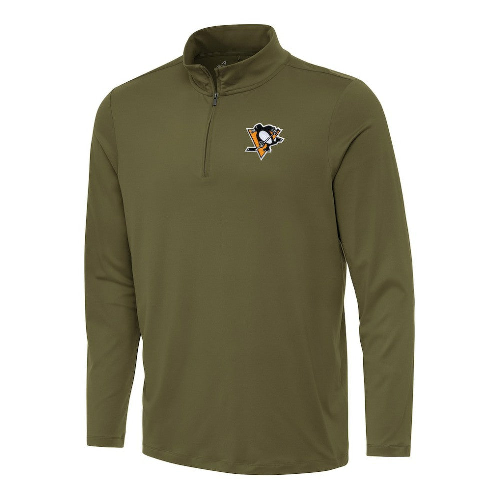 Pittsburgh Penguins Antigua Reprocess Quarter-Zip Top Olive