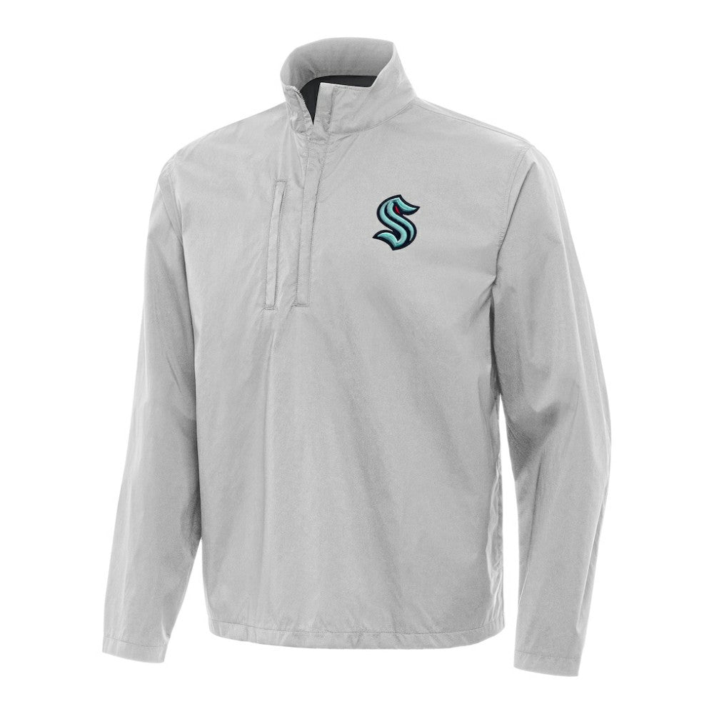 Seattle Kraken Antigua Brisk Quarter-Zip Windbreaker Heather Gray