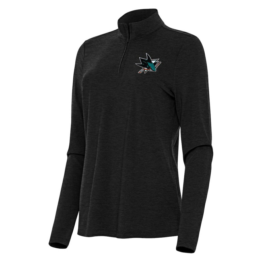 San Jose Sharks - Antigua Women's Bright Quarter-Zip Top Heather Black