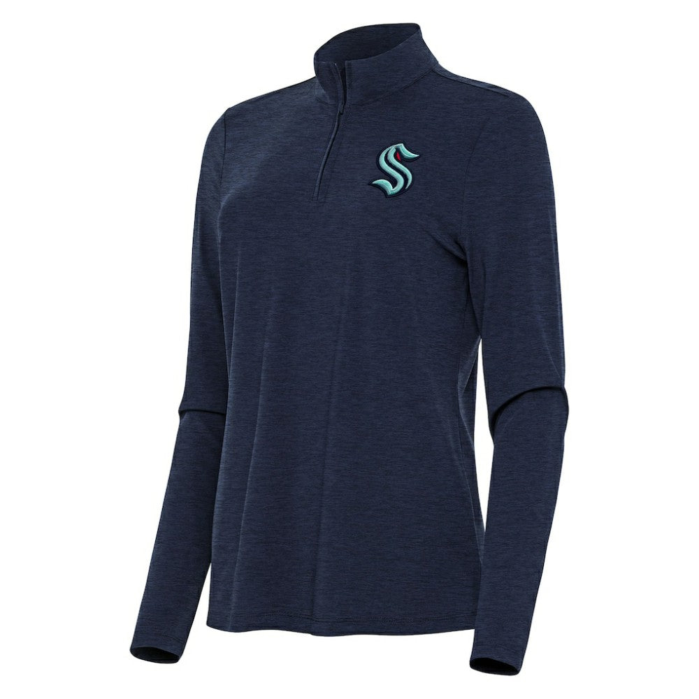 Seattle Kraken Antigua Women's Bright Quarter-Zip Top Heather Navy
