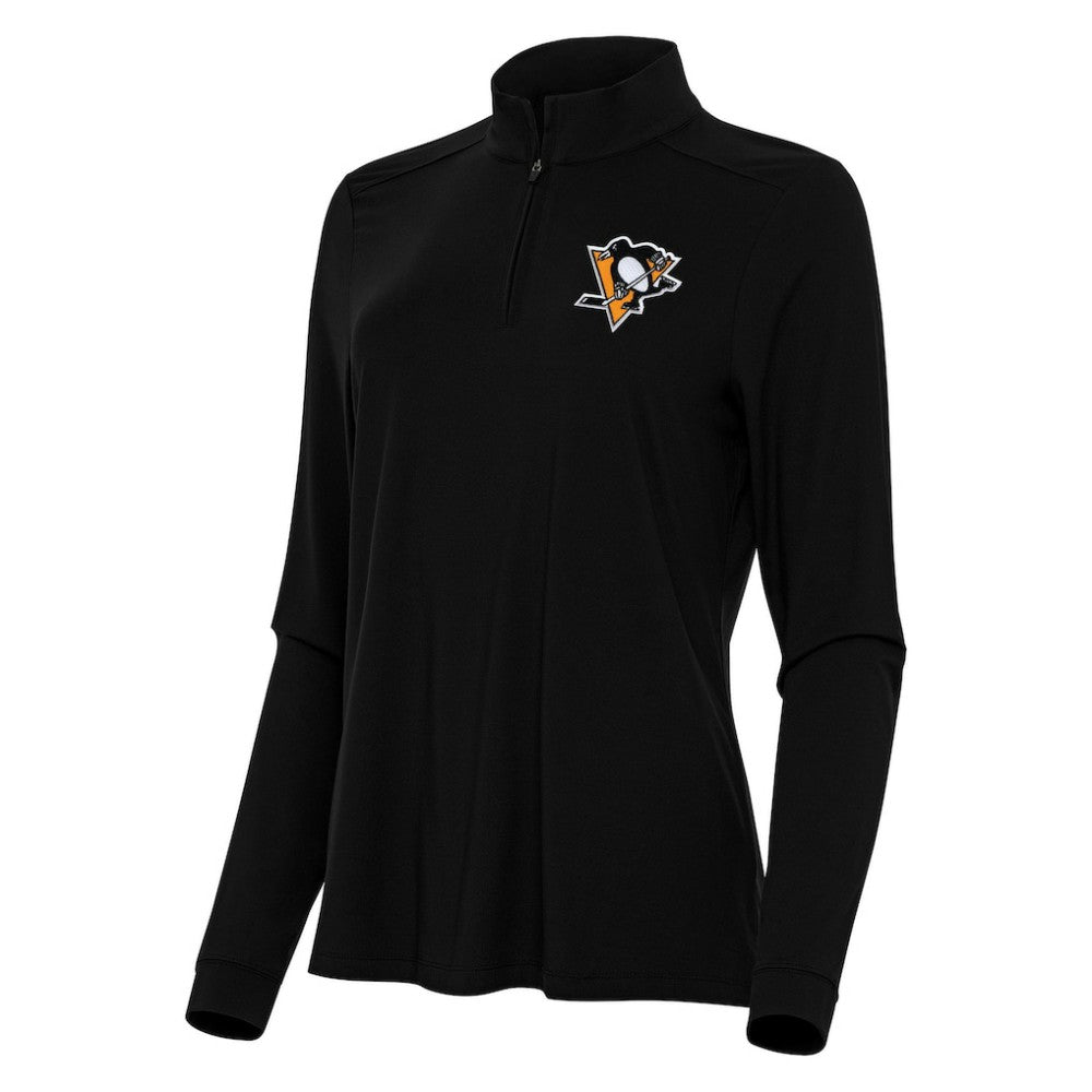 Pittsburgh Penguins Antigua Women's Intent Quarter-Zip Top Black