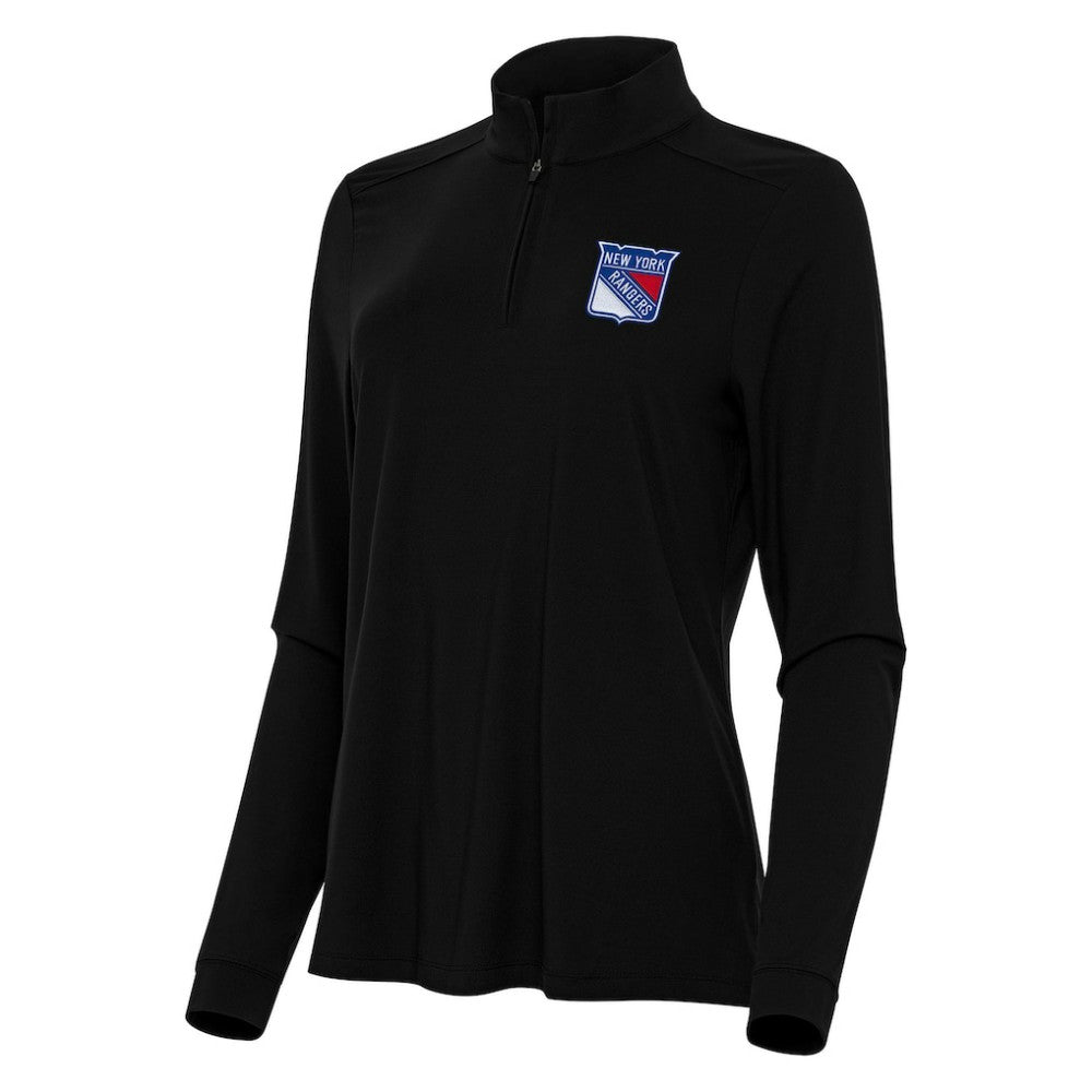 New York Rangers Antigua Women's Intent Quarter-Zip Top Black