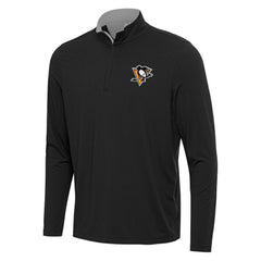 Pittsburgh Penguins Antigua Content Quarter-Zip Pullover Top Black/Gray