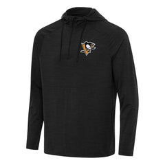 Pittsburgh Penguins Antigua Spikes Quarter-Zip Hoodie Heather Black