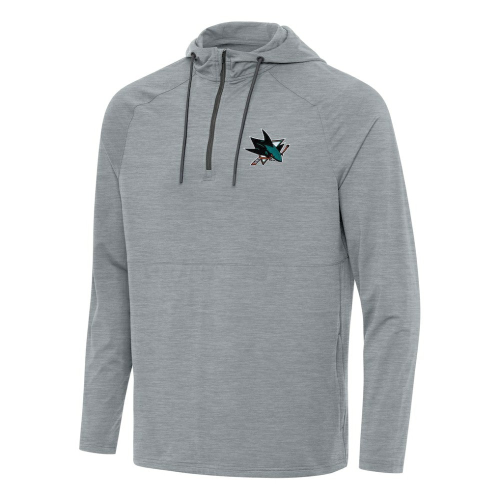 San Jose Sharks - Antigua Spikes Quarter-Zip Hoodie Heather Gray