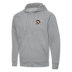 Pittsburgh Penguins Antigua Big & Tall Victory Full-Zip Hoodie Heather Gray
