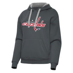 Washington Capitals Antigua Women's Victory Pullover Hoodie Charcoal