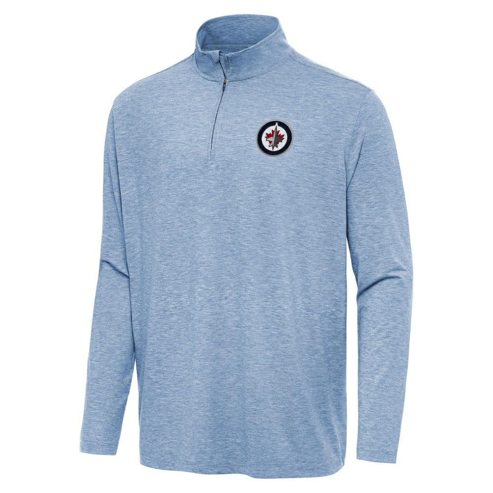Winnipeg Jets - Antigua Hunk Quarter-Zip Top Heather Blue