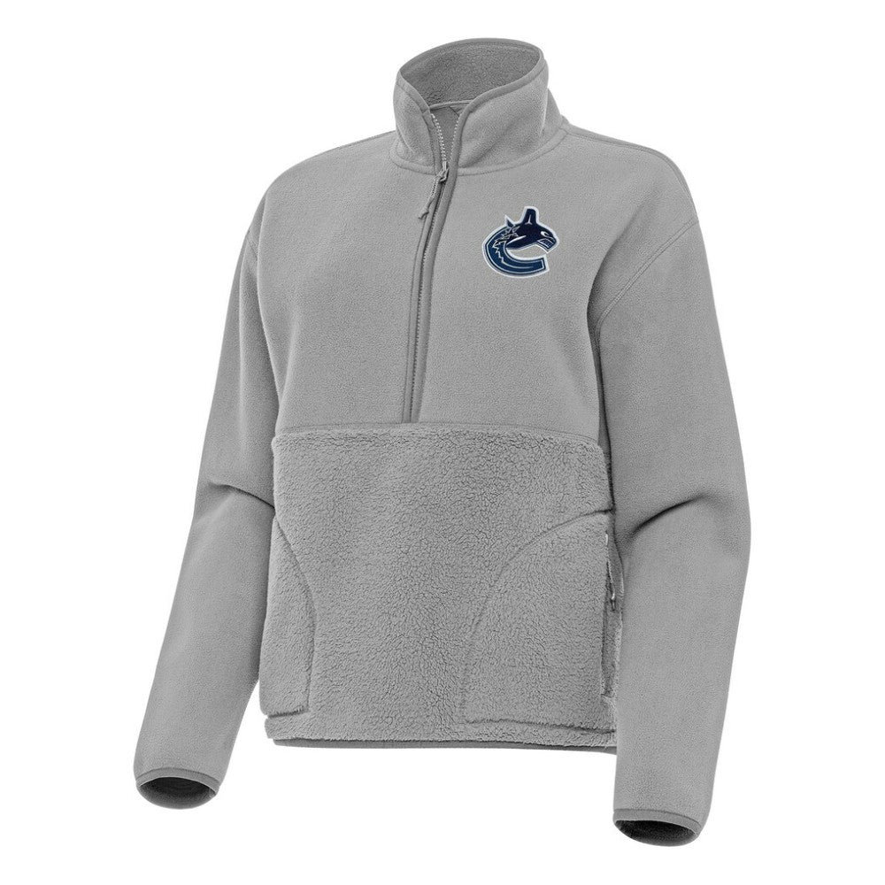 Vancouver Canucks - Antigua Women's Figure Half-Zip Pullover Sweatshirt Gray