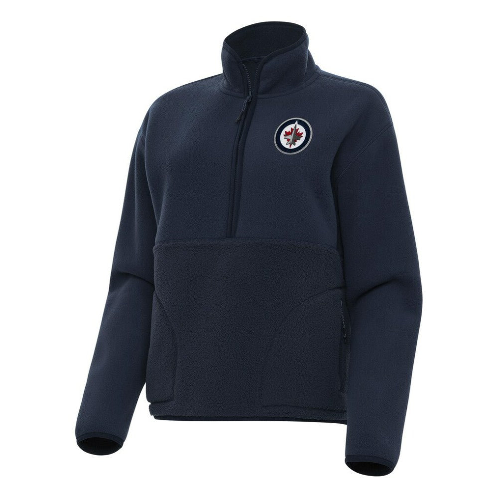 Winnipeg Jets - Antigua Women's Figure Half-Zip Pullover Sweatshirt Navy
