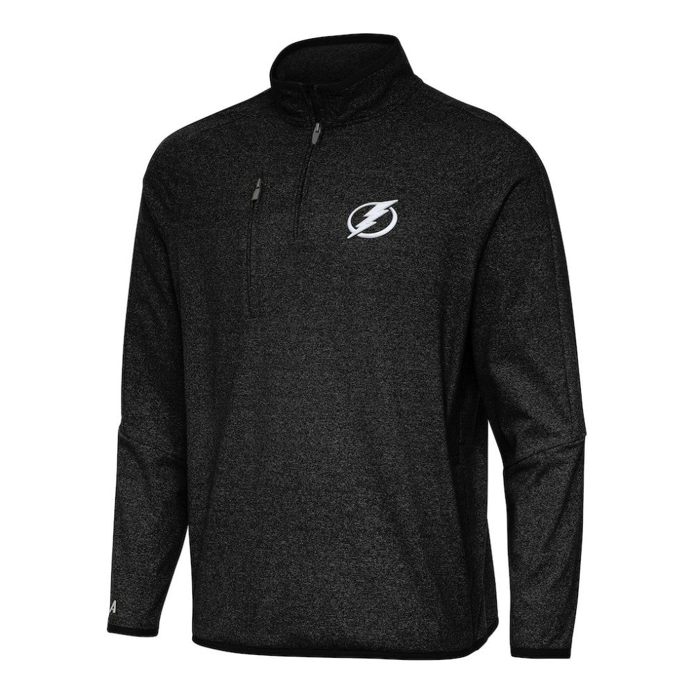 Tampa Bay Lightning - Antigua Certain Quarter-Zip Tri-Blend Sweatshirt Heather Black