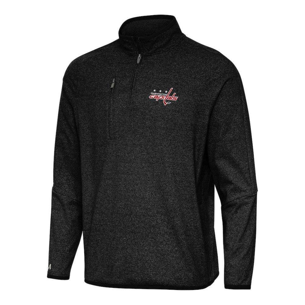 Washington Capitals Antigua Certain Quarter-Zip Tri-Blend Sweatshirt Heather Black