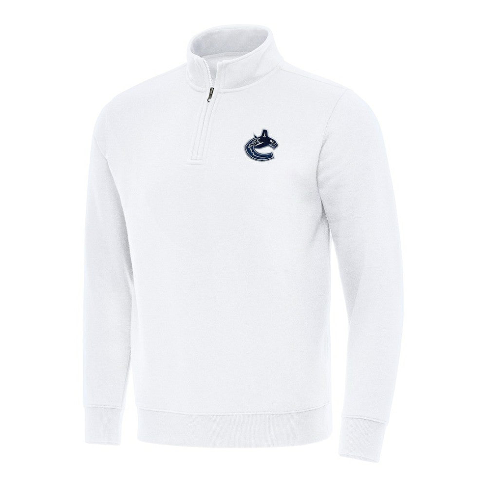 Vancouver Canucks - Antigua Victory Quarter-Zip Mock Sweatshirt White