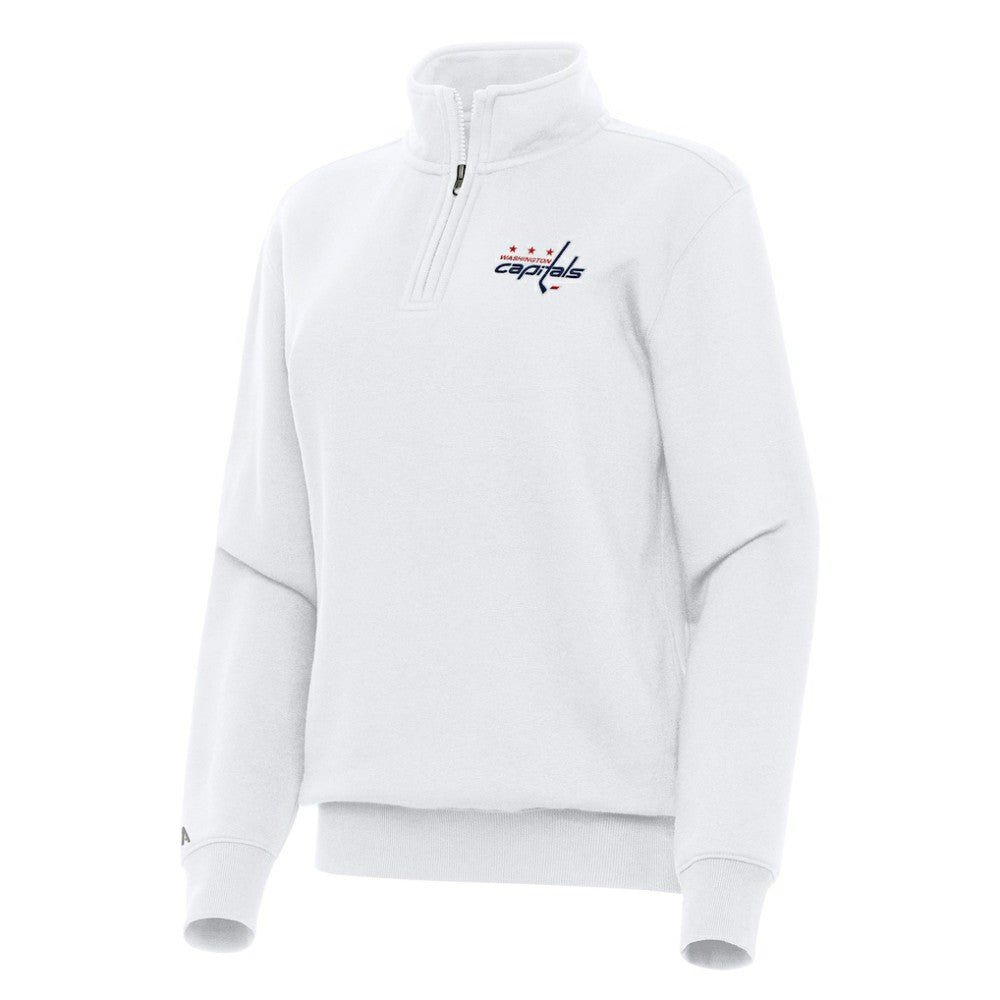 Washington Capitals Antigua Women's Victory Quarter-Zip Sweatshirt White