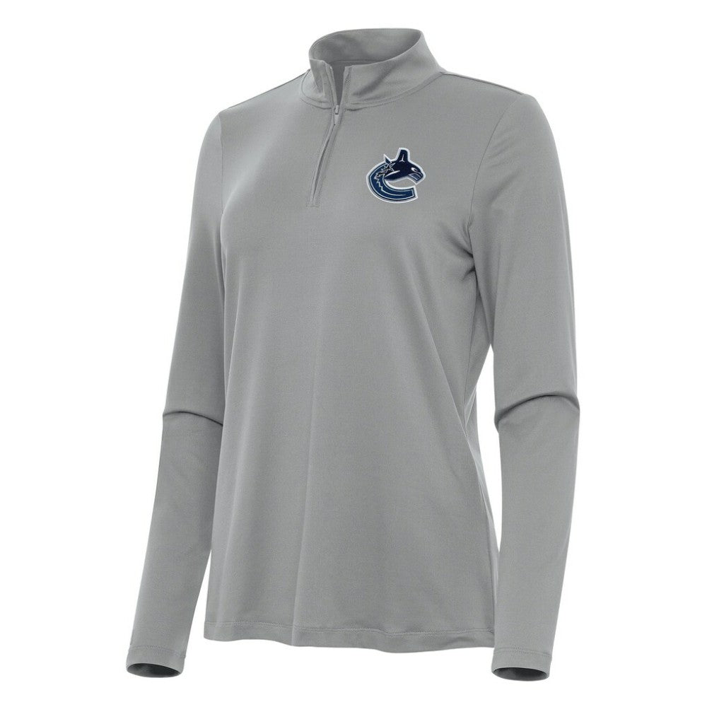 Vancouver Canucks - Antigua Women's Reprocess Quarter-Zip Top Gray