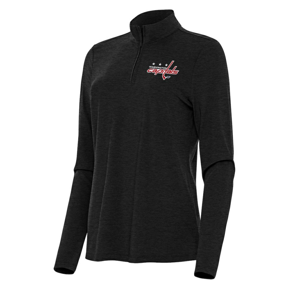 Washington Capitals Antigua Women's Bright Quarter-Zip Top Heather Black