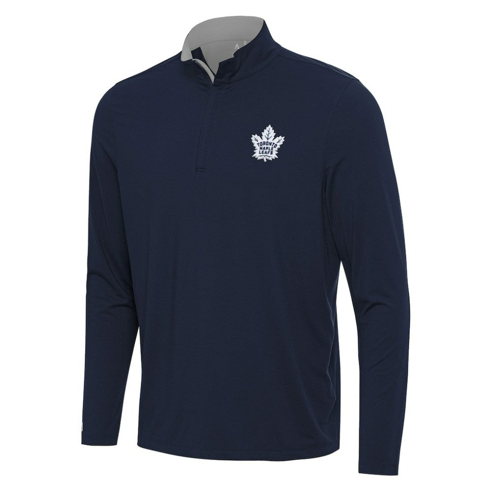 Toronto Maple Leafs - Antigua Content Quarter-Zip Pullover Top Navy/Gray