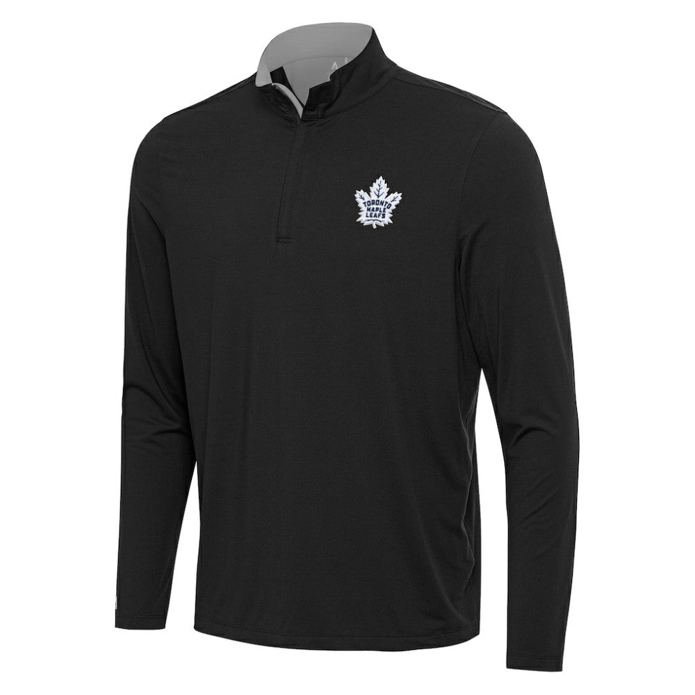 Toronto Maple Leafs - Antigua Content Quarter-Zip Pullover Top Black/Gray