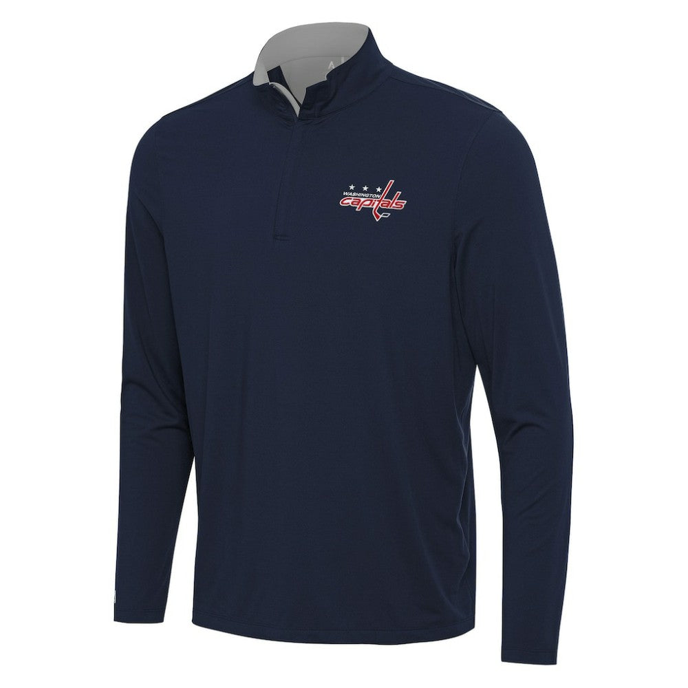 Washington Capitals Antigua Content Quarter-Zip Pullover Top Navy/Gray