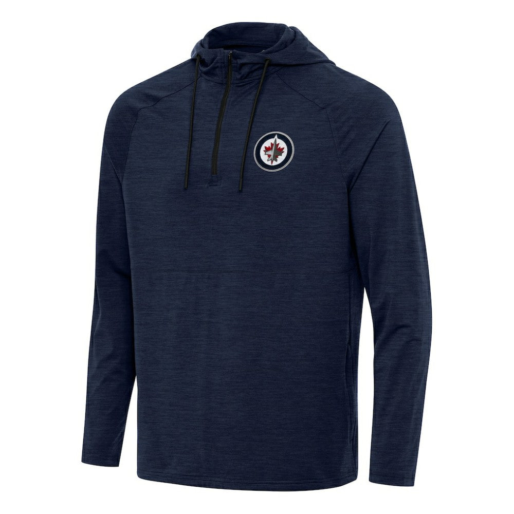 Winnipeg Jets - Antigua Spikes Quarter-Zip Hoodie Heather Navy