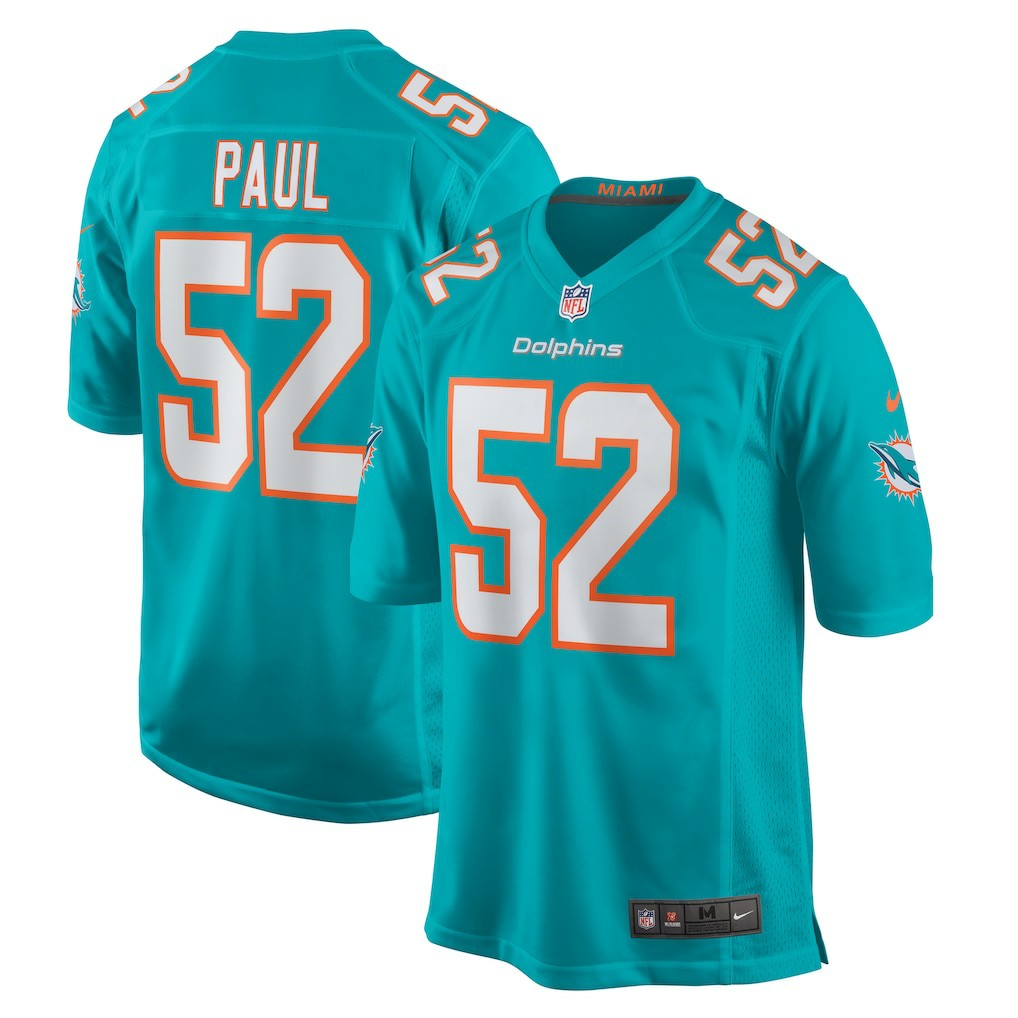 Patrick Paul Miami Dolphins Game Jersey - Aqua | NFL Jerseys