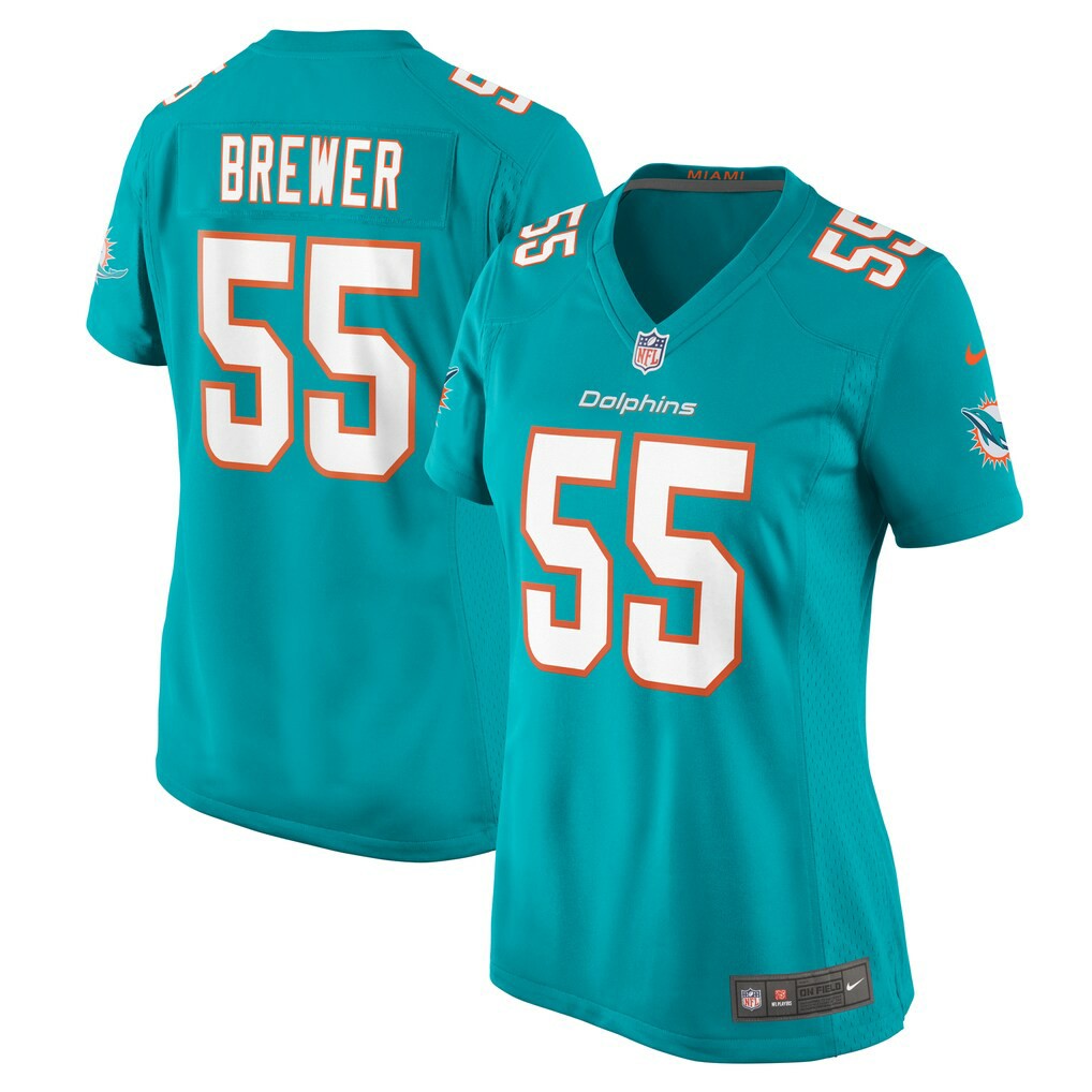 Aaron Brewer Miami Dolphins Women's Game Jersey Aqua - Nike