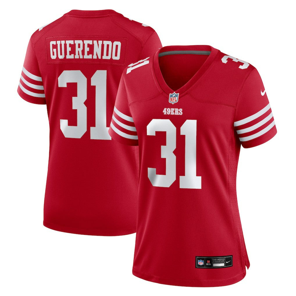 Isaac Guerendo San Francisco 49ers Women's Team Game Jersey Scarlet - Nike