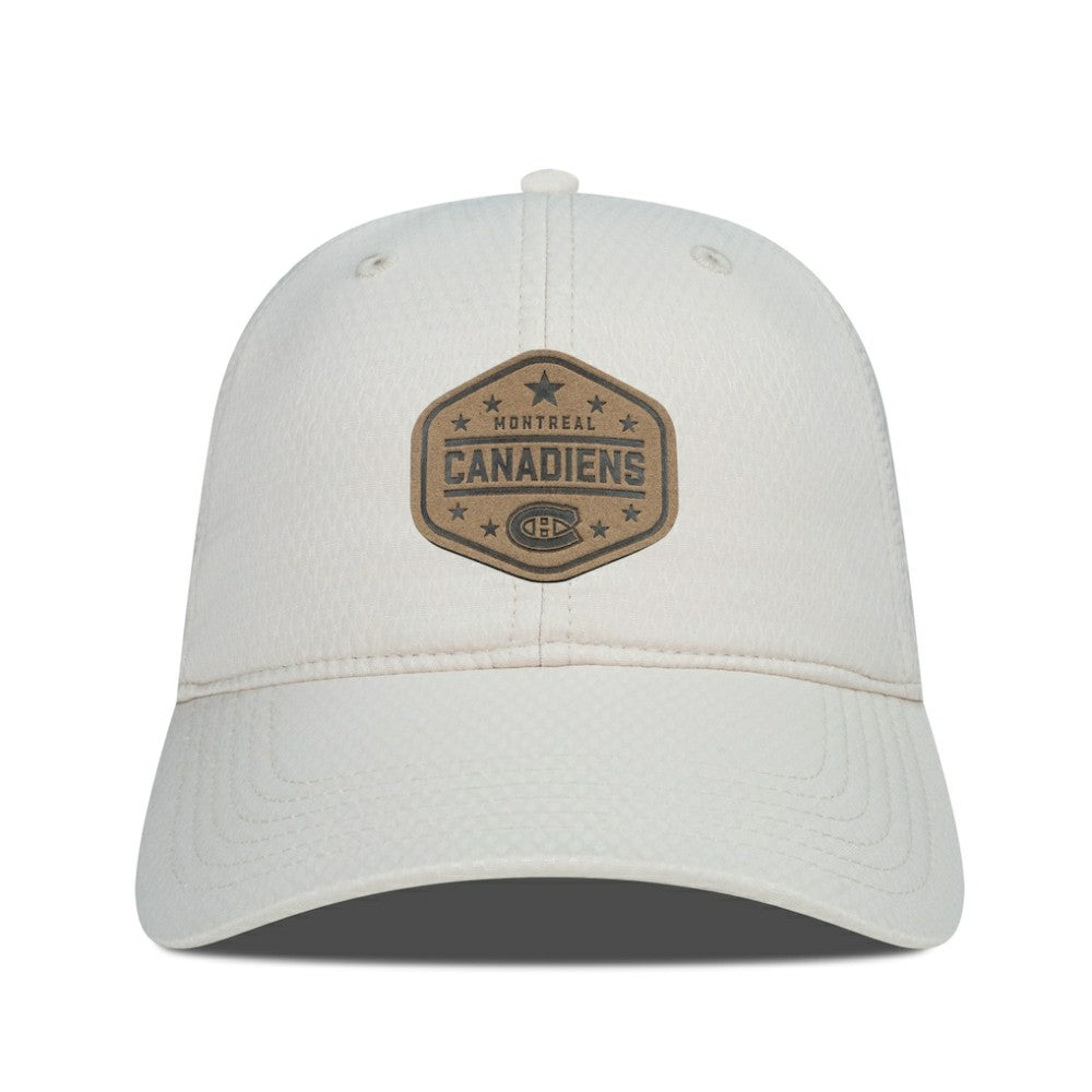 Montreal Canadiens - Men's Levelwear Faux Leather Patch Unstructured Adjustable Hat Cream