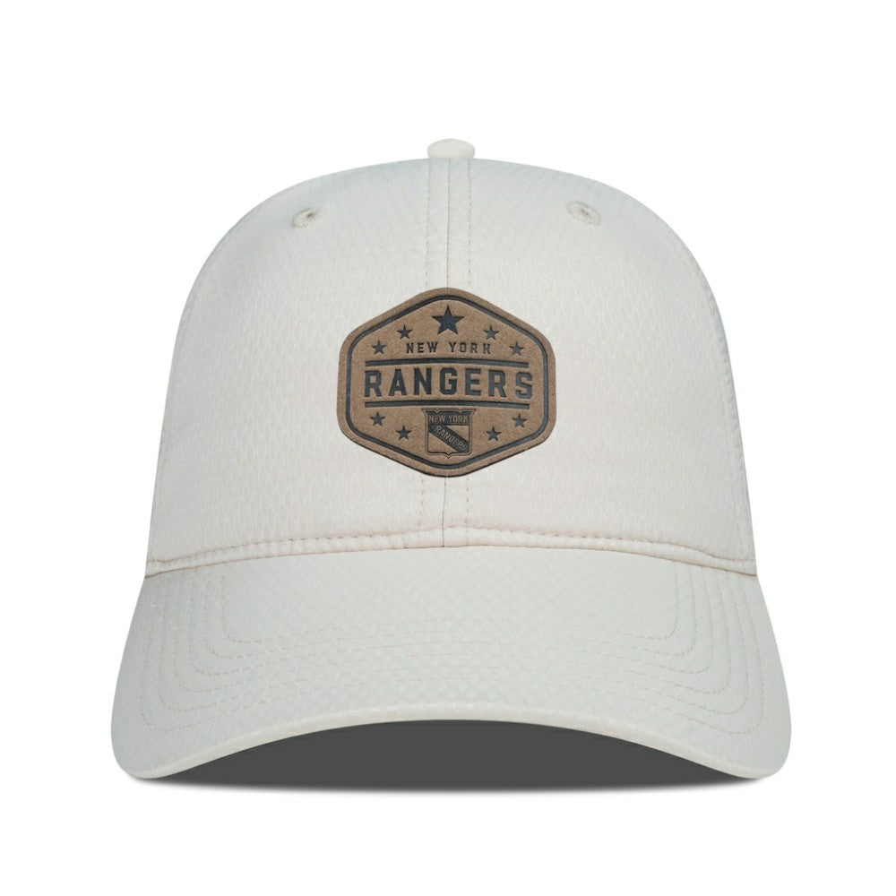 New York Rangers Men's Levelwear Faux Leather Patch Unstructured Adjustable Hat Cream