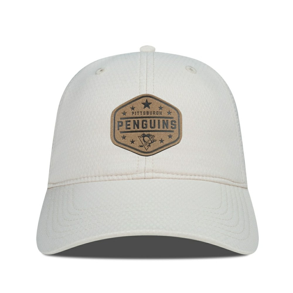 Pittsburgh Penguins Men's Levelwear Faux Leather Patch Unstructured Adjustable Hat Cream