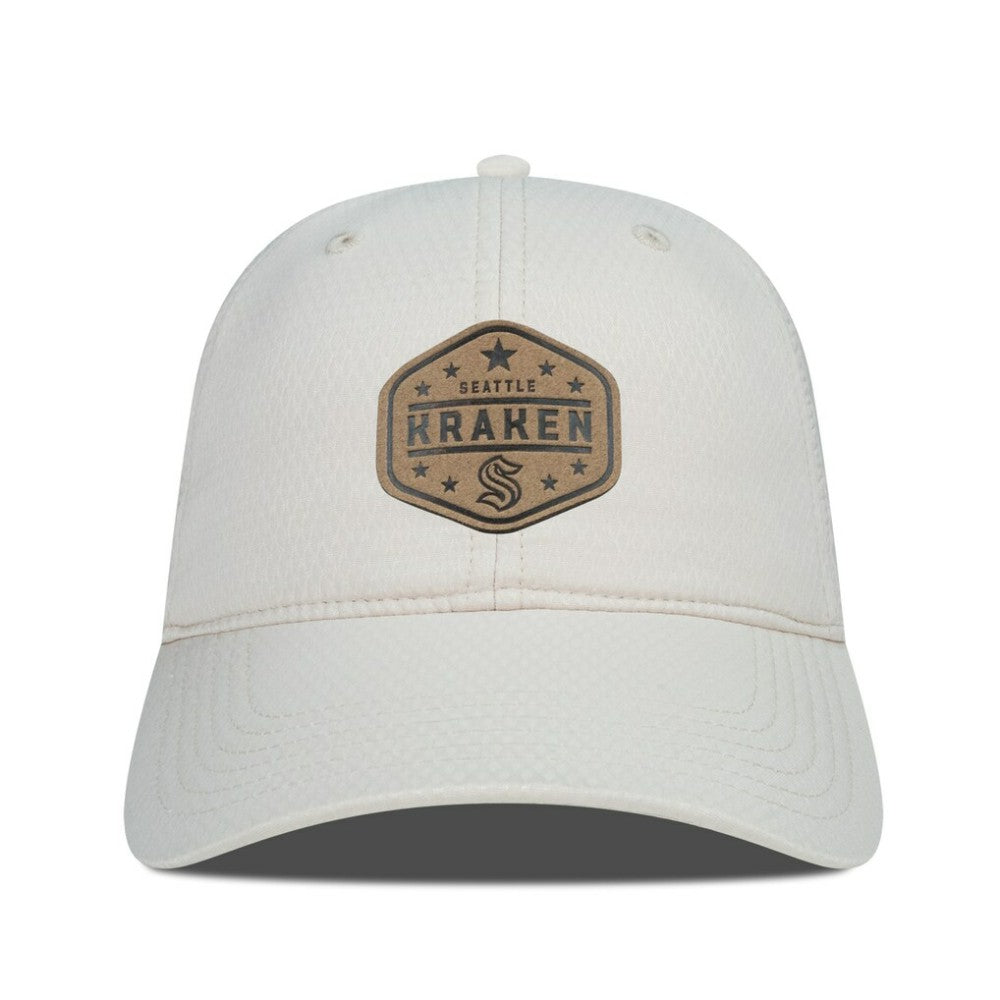 Seattle Kraken Men's Levelwear Faux Leather Patch Unstructured Adjustable Hat Cream