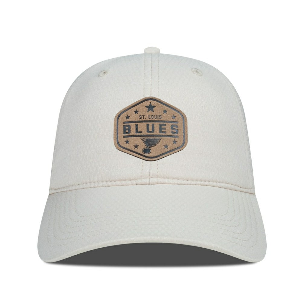 St. Louis Blues - Men's Levelwear Faux Leather Patch Unstructured Adjustable Hat Cream