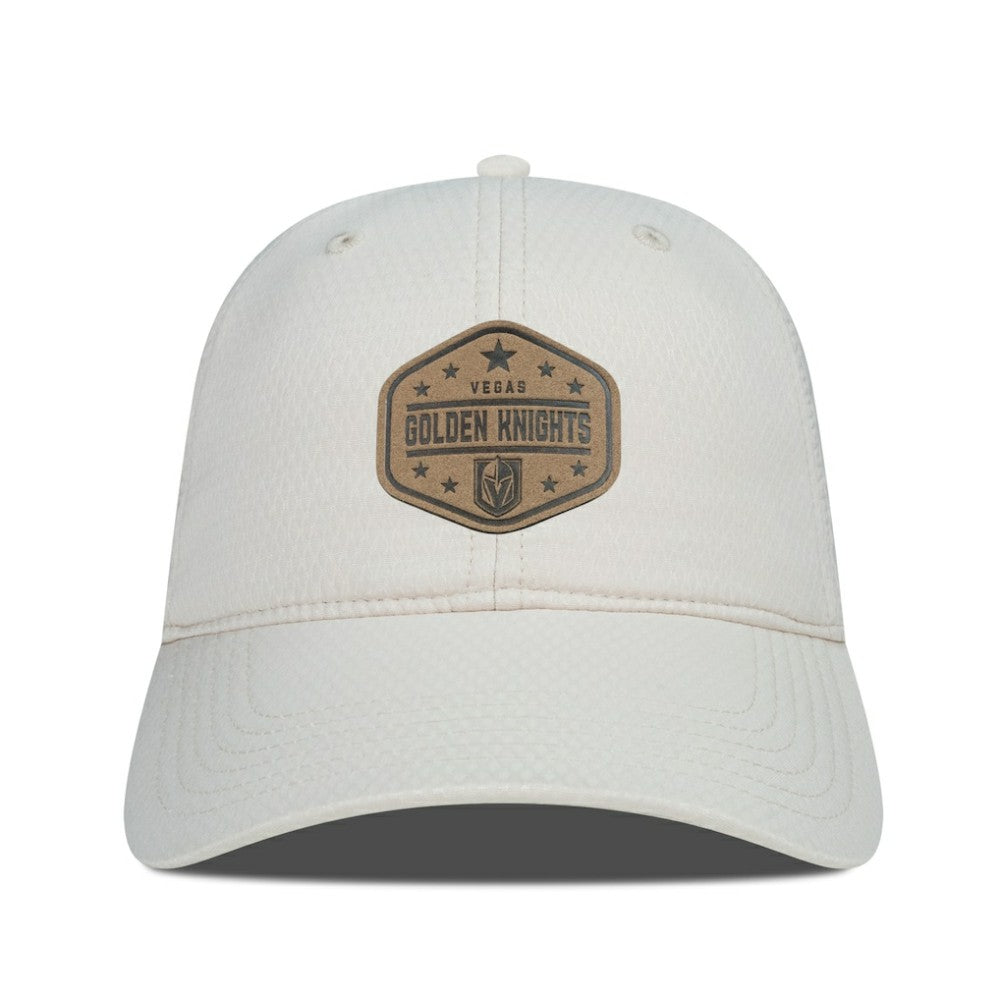 Vegas Golden Knights Men's Levelwear Faux Leather Patch Unstructured Adjustable Hat Cream