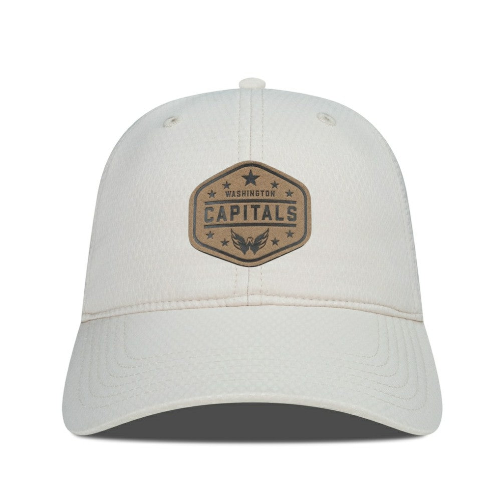 Washington Capitals Men's Levelwear Faux Leather Patch Unstructured Adjustable Hat Cream