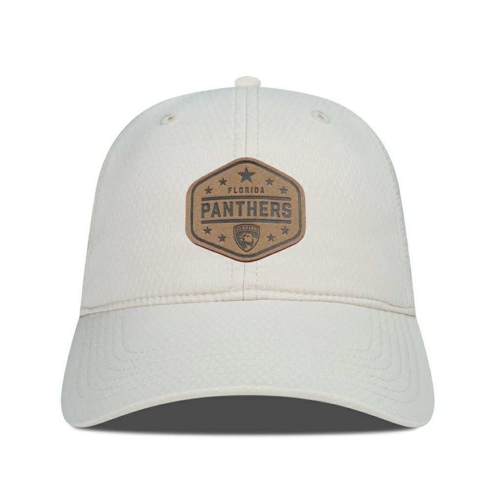 Florida Panthers - Men's Levelwear Faux Leather Patch Unstructured Adjustable Hat Cream