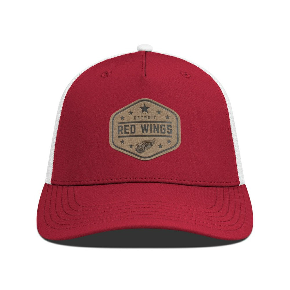 Detroit Red Wings - Men's Levelwear Faux Leather Patch Structured Adjustable Hat Red