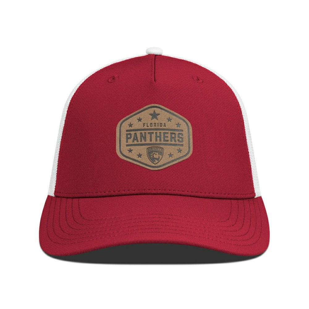 Florida Panthers - Men's Levelwear Faux Leather Patch Structured Adjustable Hat Red