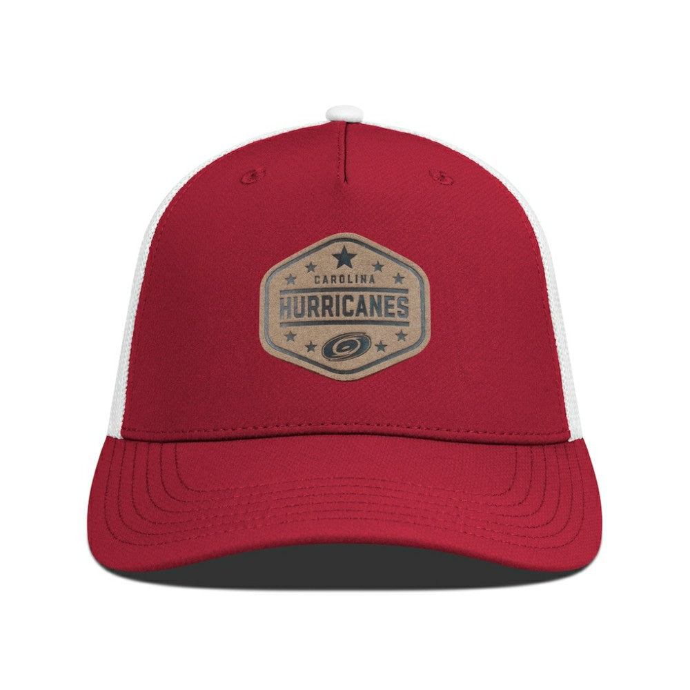 Carolina Hurricanes - Men's Levelwear Faux Leather Patch Structured Adjustable Hat Red