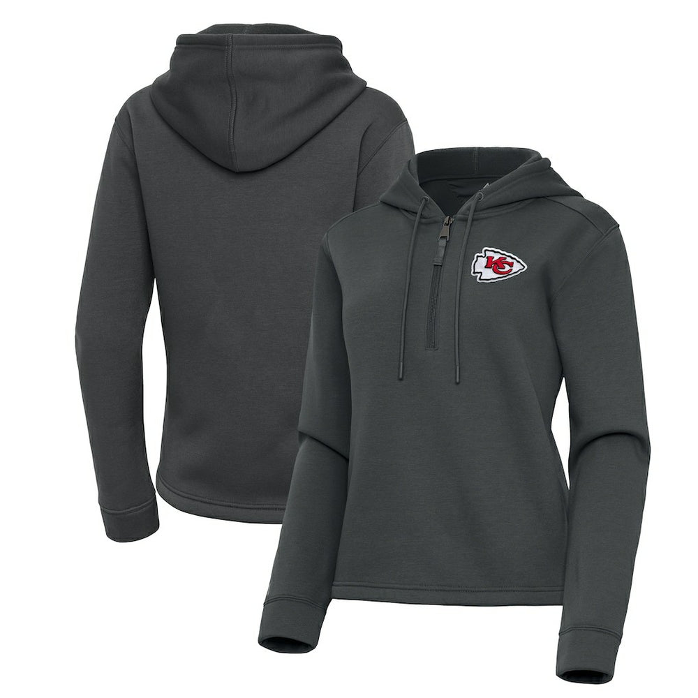 Kansas City Chiefs Antigua Women's Contemporary Quarter-Zip Hoodie Pewter - NFL