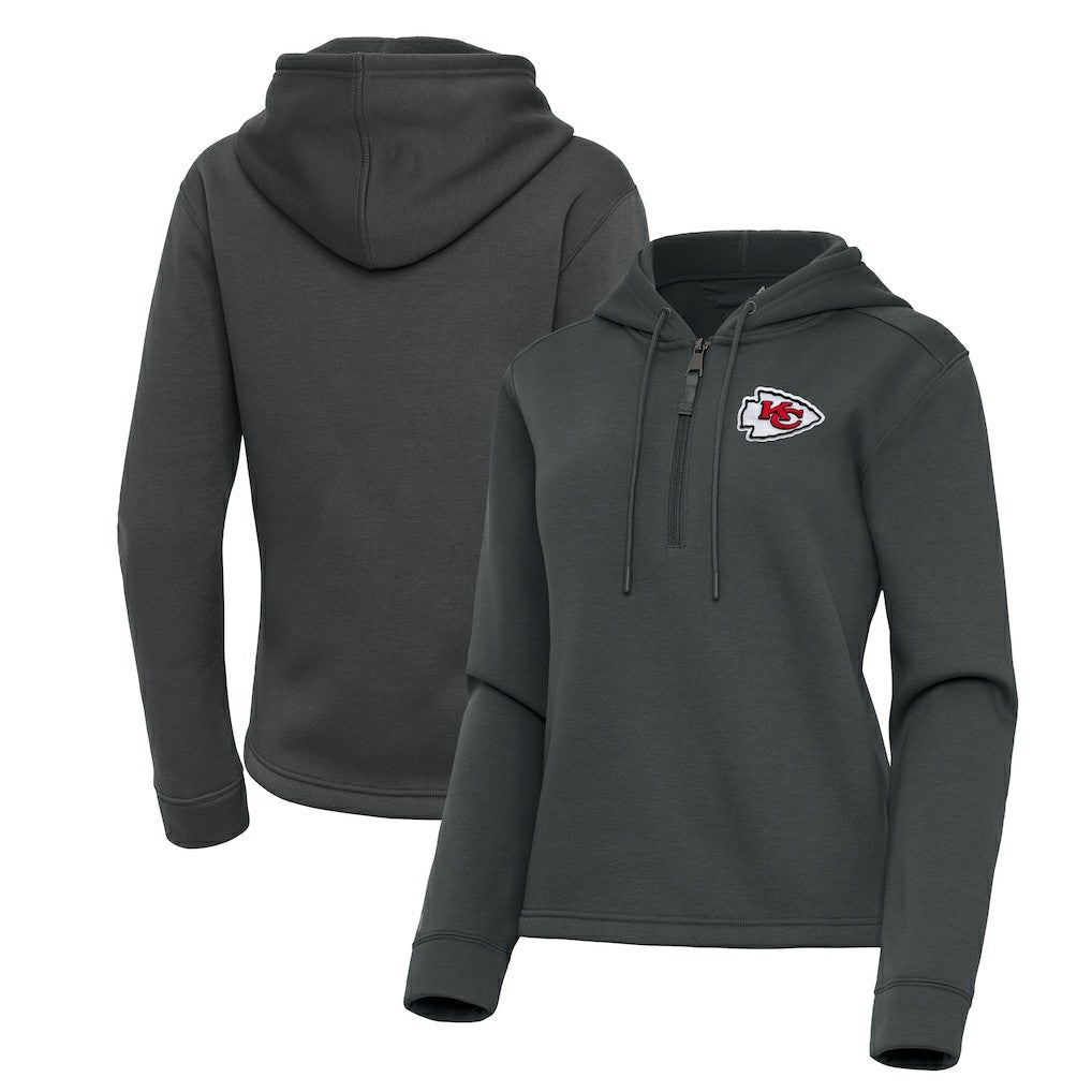 Kansas City Chiefs Antigua Women's Contemporary Quarter-Zip Hoodie Pewter - NFL