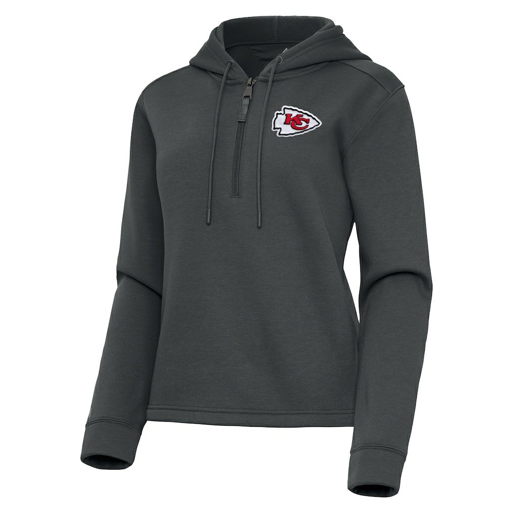 Kansas City Chiefs Antigua Women's Contemporary Quarter-Zip Hoodie Pewter - NFL