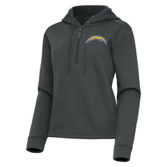 Los Angeles Chargers Antigua Women's Contemporary Quarter-Zip Hoodie Pewter - NFL