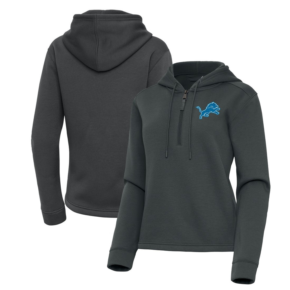 Detroit Lions Antigua Women's Contemporary Quarter-Zip Hoodie Pewter - NFL
