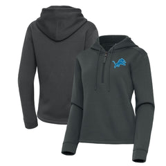 Detroit Lions Antigua Women's Contemporary Quarter-Zip Hoodie Pewter - NFL