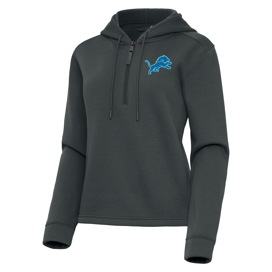 Detroit Lions Antigua Women's Contemporary Quarter-Zip Hoodie Pewter - NFL