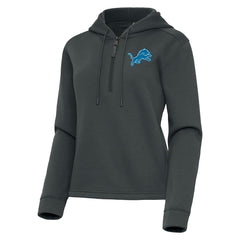 Detroit Lions Antigua Women's Contemporary Quarter-Zip Hoodie Pewter - NFL