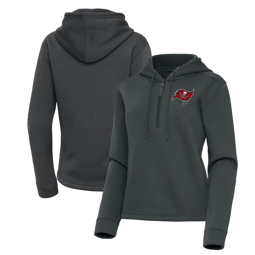 Tampa Bay Buccaneers Antigua Women's Contemporary Quarter-Zip Hoodie Pewter - NFL